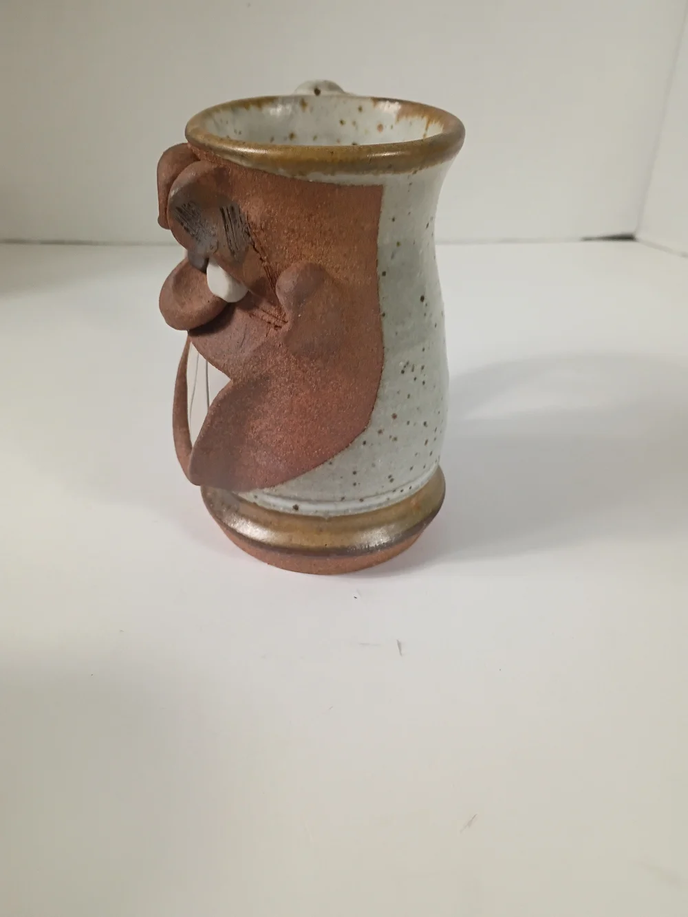 Hand Made pottery-crazy face mug-drunk confused or stoned dude